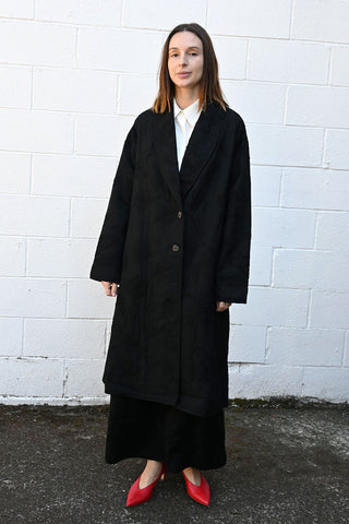 Ismir Black Embroidered Coat