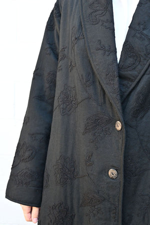 Ismir Black Embroidered Coat