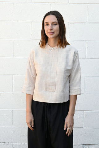 Cropped Silk Blend Shirt Natural