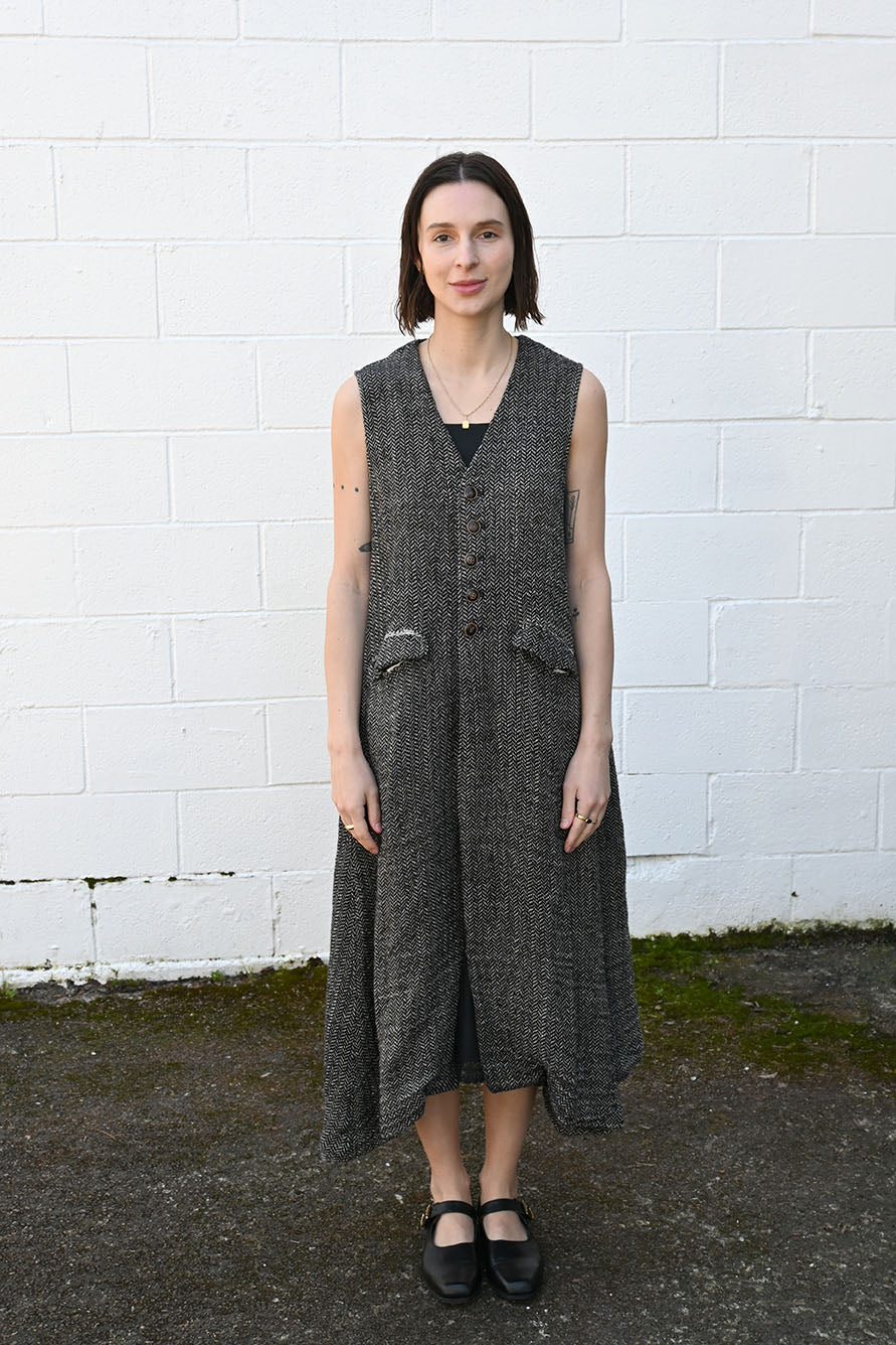 Long Herringbone Vest Dress