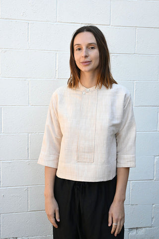 Cropped Silk Blend Shirt Natural