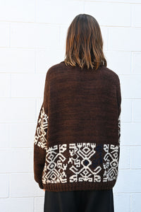 Brown Pullover with Cream Pattern