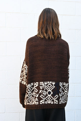 Brown Pullover with Cream Pattern