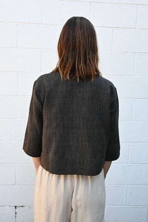 Cropped Silk Blend Shirt in Brown