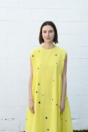 Embroidered Dress Yellow