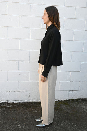 Cropped Black Wool Shirt