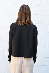 Cropped Black Wool Shirt
