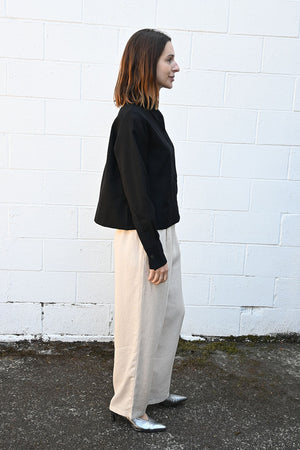 Cropped Black Wool Shirt