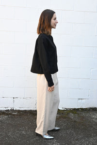 Cropped Black Wool Shirt