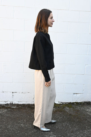 Cropped Black Wool Shirt