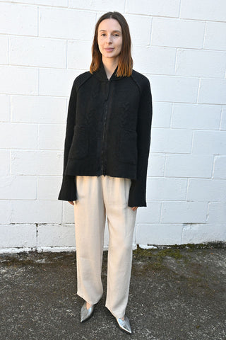 Zippered Felted Cardigan in Black