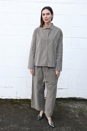 Velvet Short Collar Shirt Stone