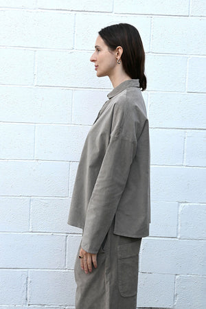 Velvet Short Collar Shirt Stone