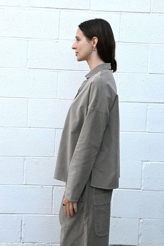 Velvet Short Collar Shirt Stone