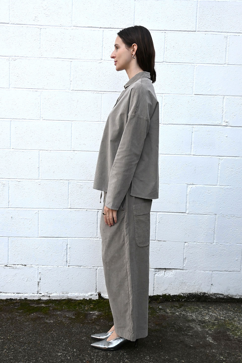 Velvet Wide and Short Trousers Stone