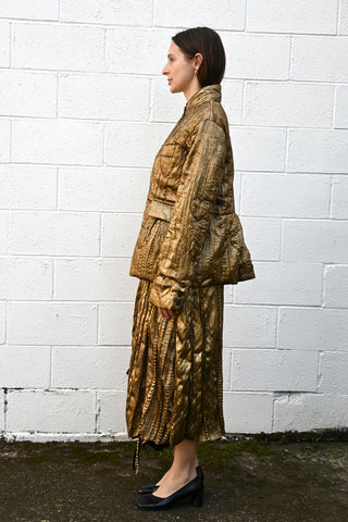 Asymmetric Long Skirt in Gold