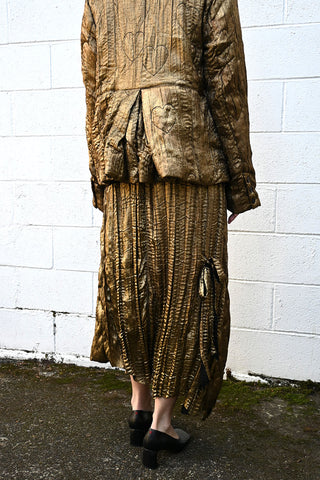 Asymmetric Long Skirt in Gold