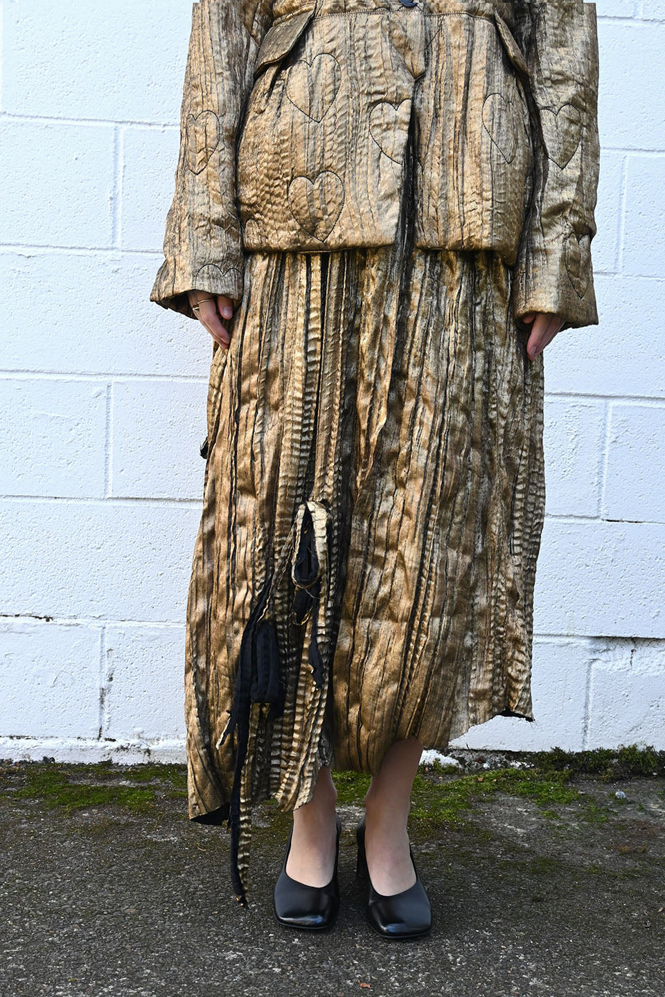 Asymmetric Long Skirt in Gold