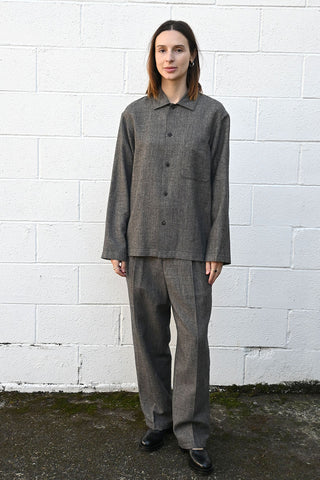 Plaid Linen Wool Twill Pants