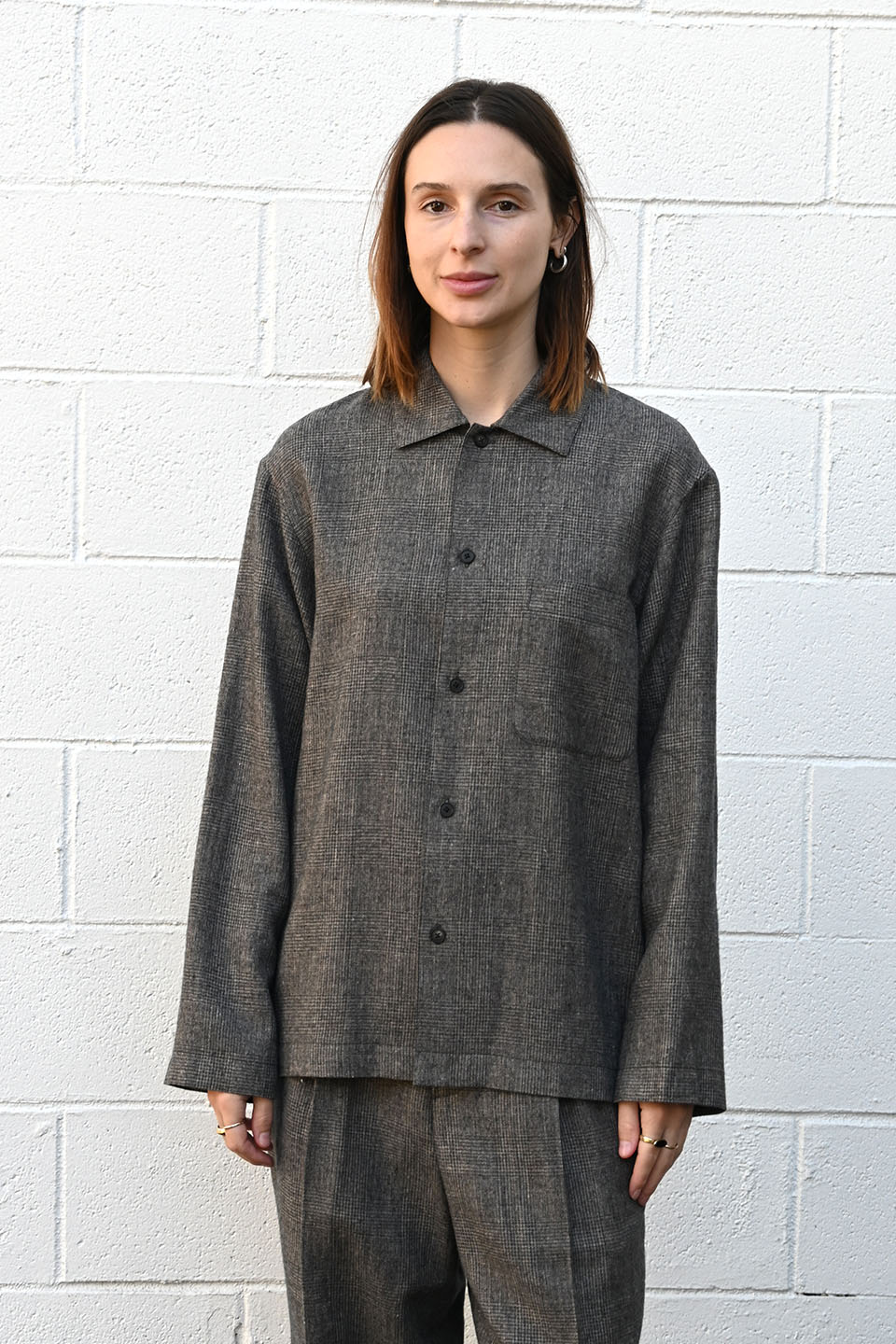 Plaid Linen Wool Twill Shirt Jacket