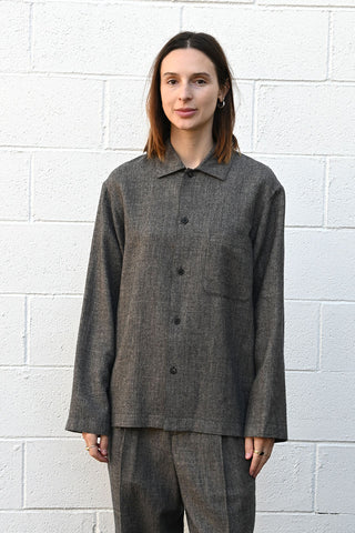 Plaid Linen Wool Twill Shirt Jacket