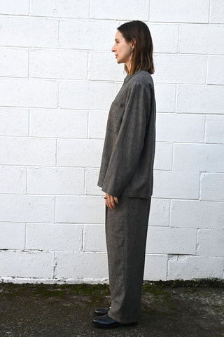 Plaid Linen Wool Twill Shirt Jacket