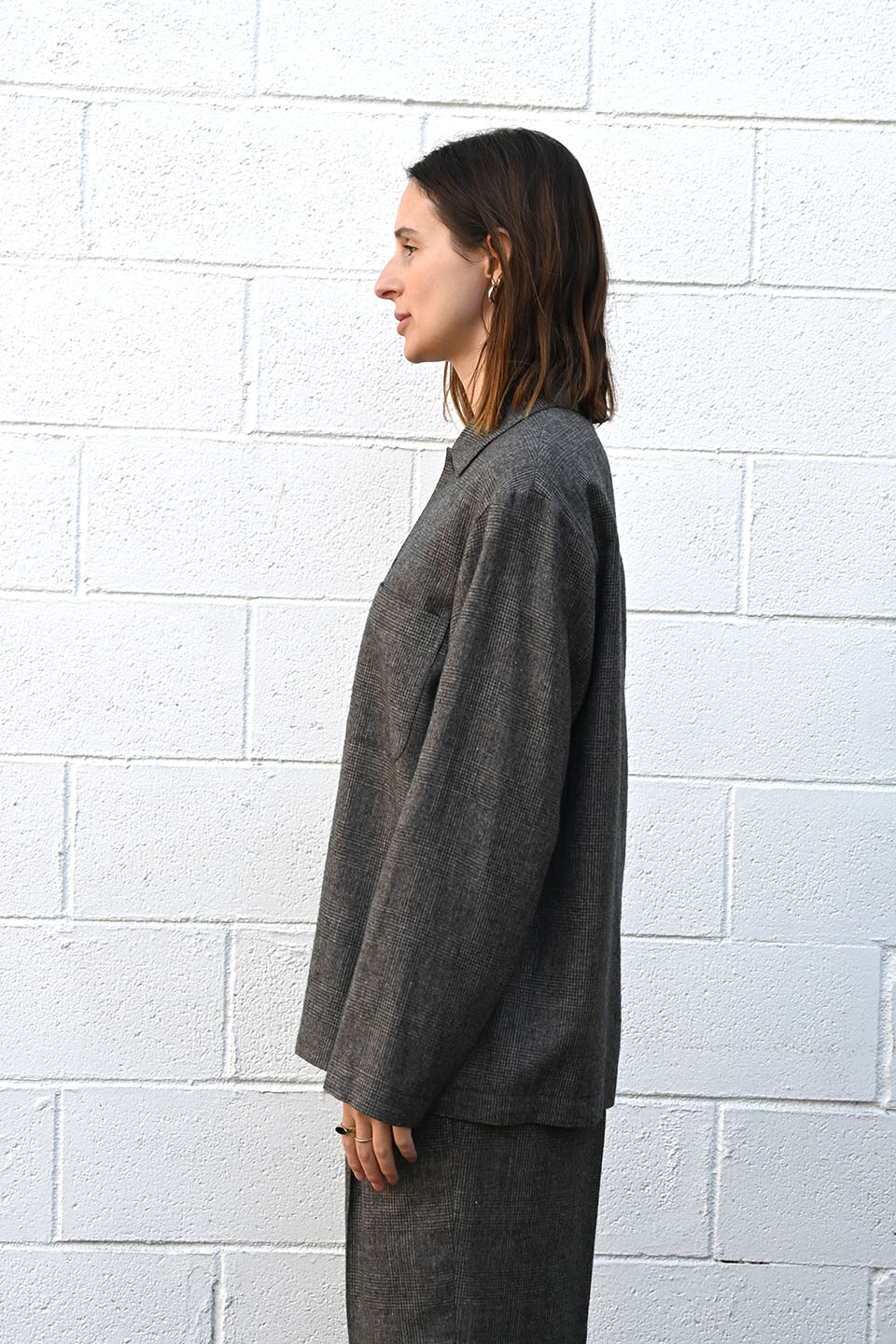 Plaid Linen Wool Twill Shirt Jacket