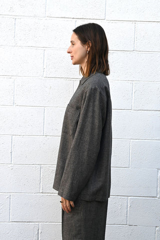 Plaid Linen Wool Twill Shirt Jacket