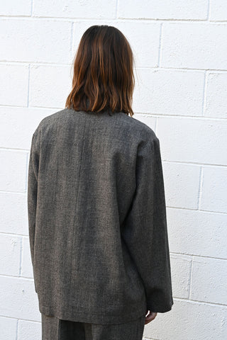 Plaid Linen Wool Twill Shirt Jacket