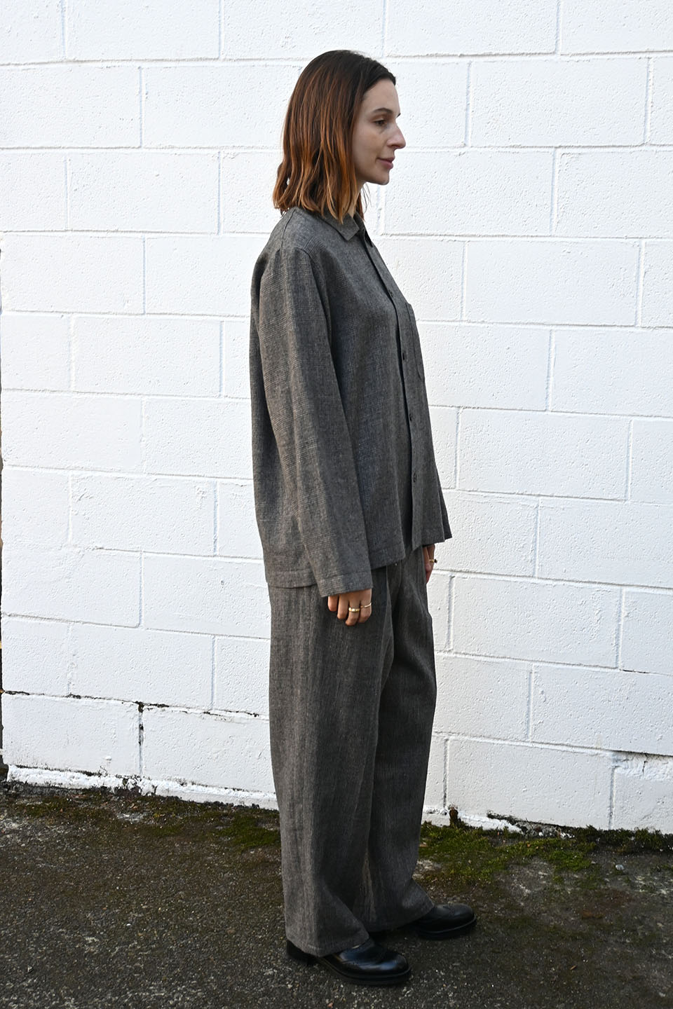 Plaid Linen Wool Twill Shirt Jacket