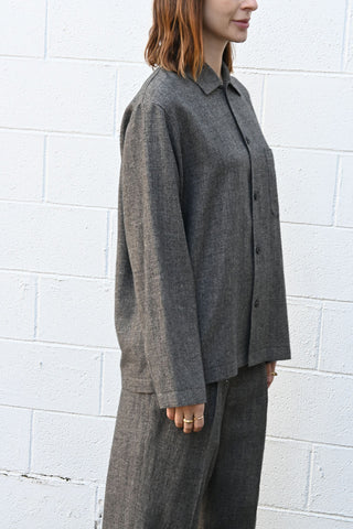 Plaid Linen Wool Twill Shirt Jacket