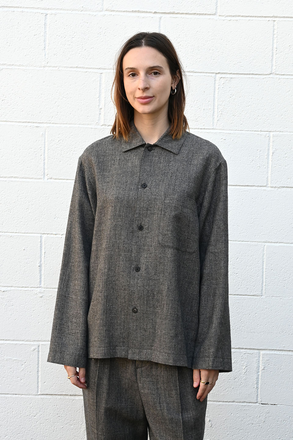 Plaid Linen Wool Twill Shirt Jacket