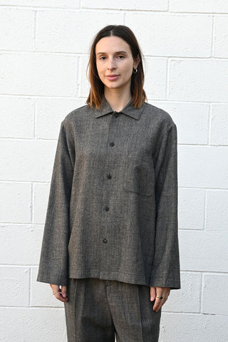 Plaid Linen Wool Twill Shirt Jacket