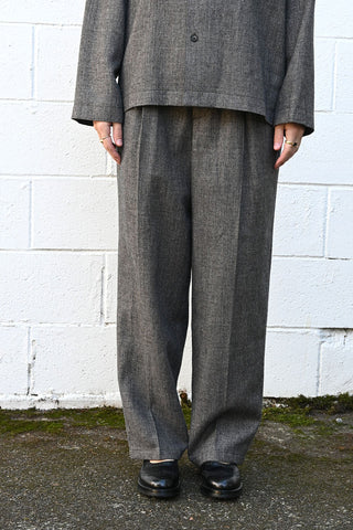 Plaid Linen Wool Twill Pants