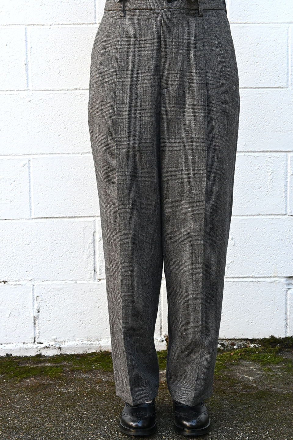 Plaid Linen Wool Twill Pants