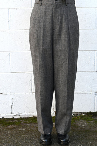 Plaid Linen Wool Twill Pants
