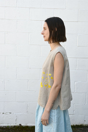 Linen Embroidered Top