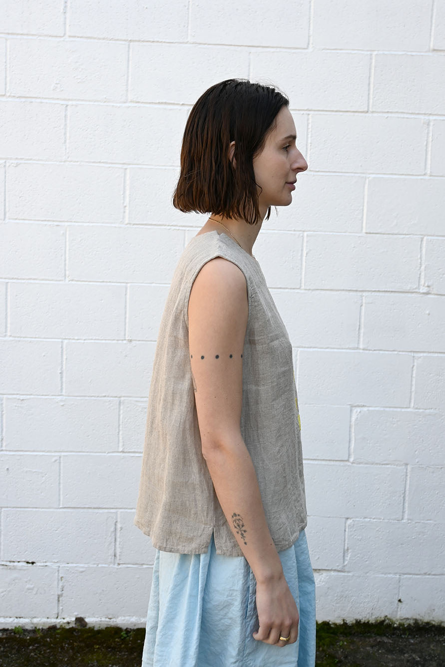 Linen Embroidered Top