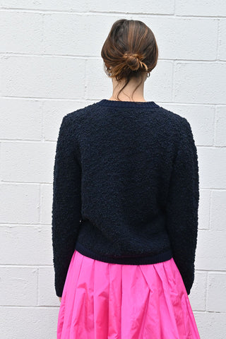 Textured Round Neck Pullover in Navy