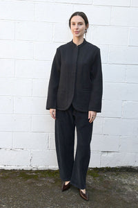 Wool Blend Jacket In Dark Navy