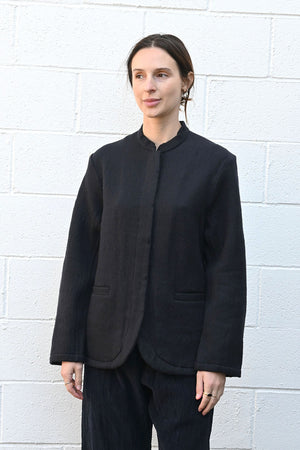 Wool Blend Jacket In Dark Navy
