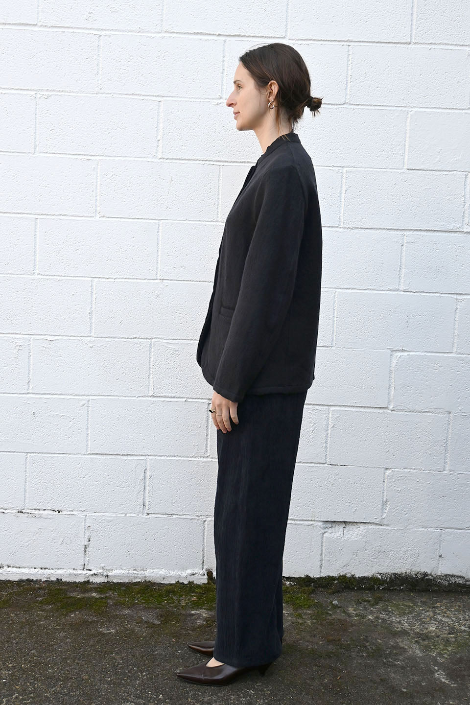 Wool Blend Jacket In Dark Navy