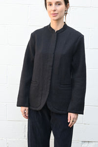 Wool Blend Jacket In Dark Navy