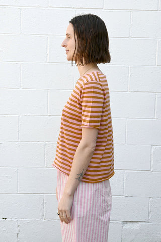 Striped Knit Tee Rose/Ginger