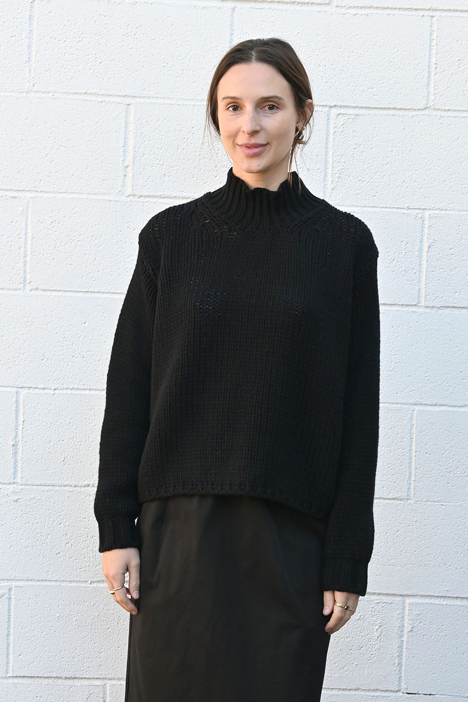 High Neck Pullover in Black