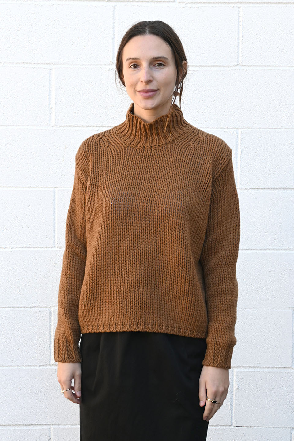 High Neck Pullover in Tobacco