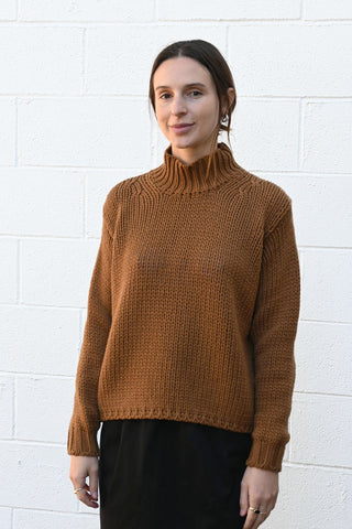 High Neck Pullover in Tobacco