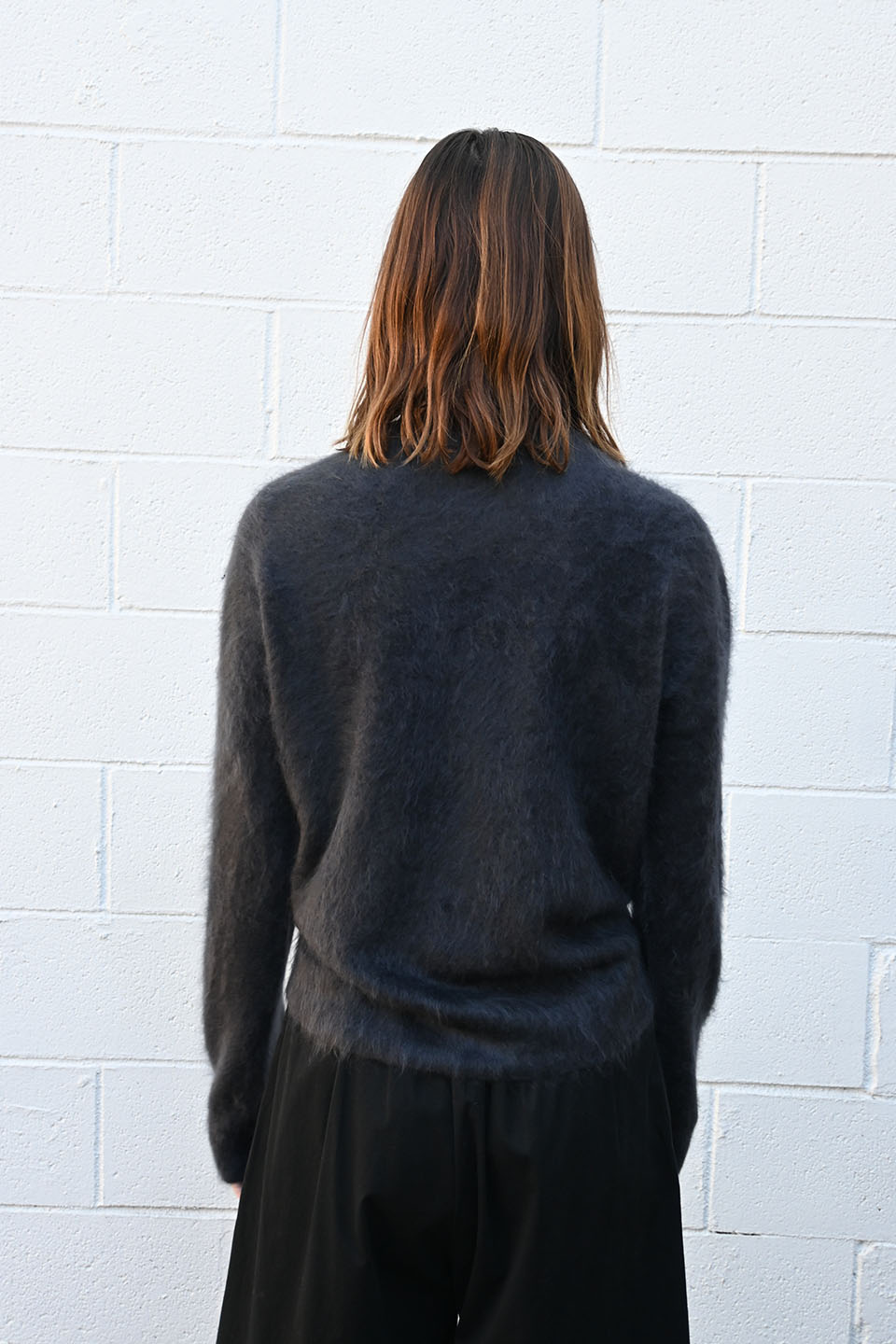 Royal Cashmere Fur Cardigan in Charcoal Gray