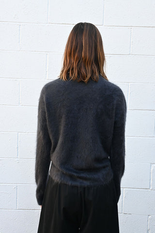 Royal Cashmere Fur Cardigan in Charcoal Gray