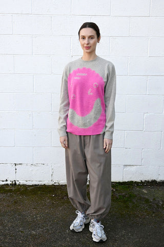 Cashmere Seamless Crew Neck Wide Face Pullover